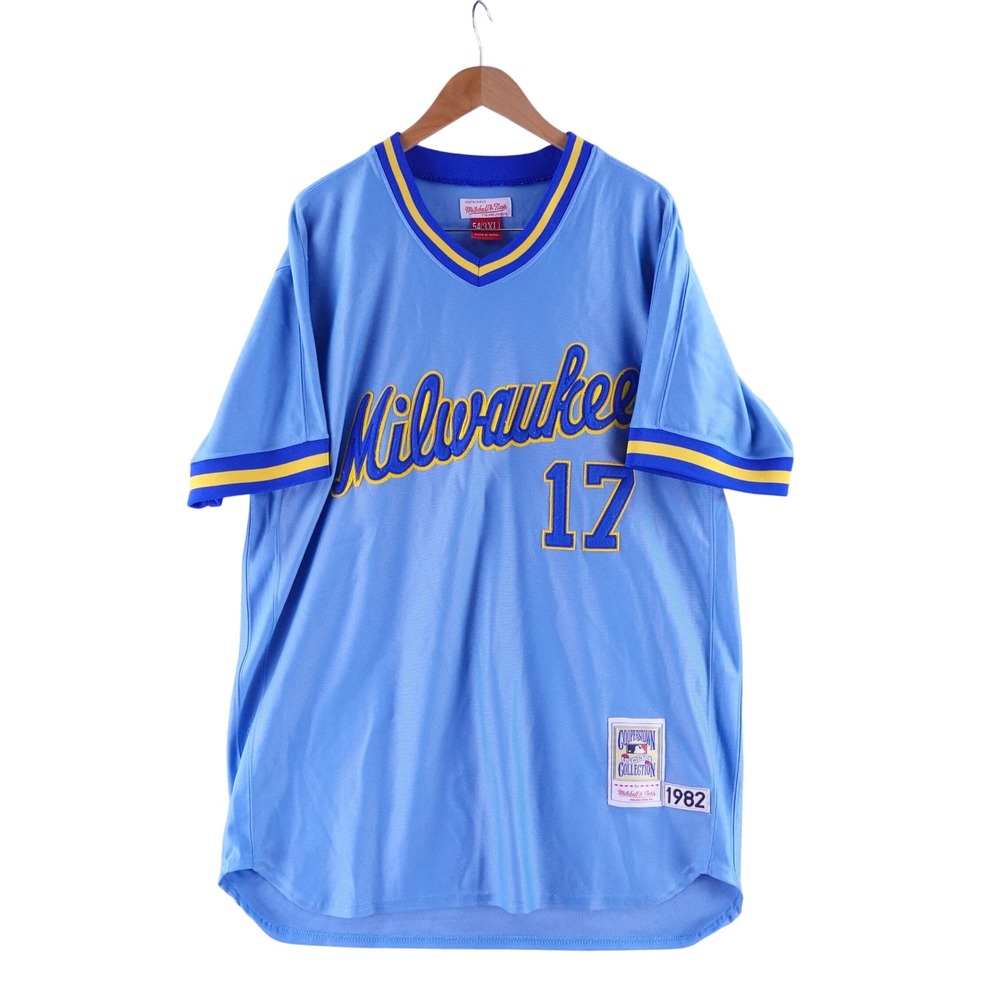 Mitchell & Ness Mens 3XL Milwaukee Brewers 1982 Jersey Blue 54 Cooperstown 17